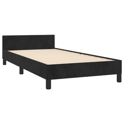 Bettgestell mit Kopfteil Schwarz 100x200 cm Samt - Pazzar.ch