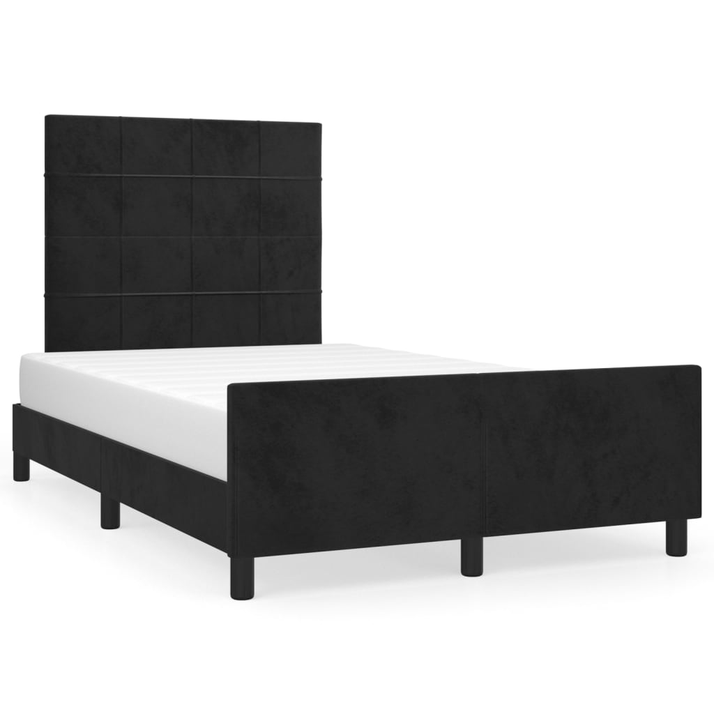 Bettgestell mit Kopfteil Schwarz 120x200 cm Samt - Pazzar.ch