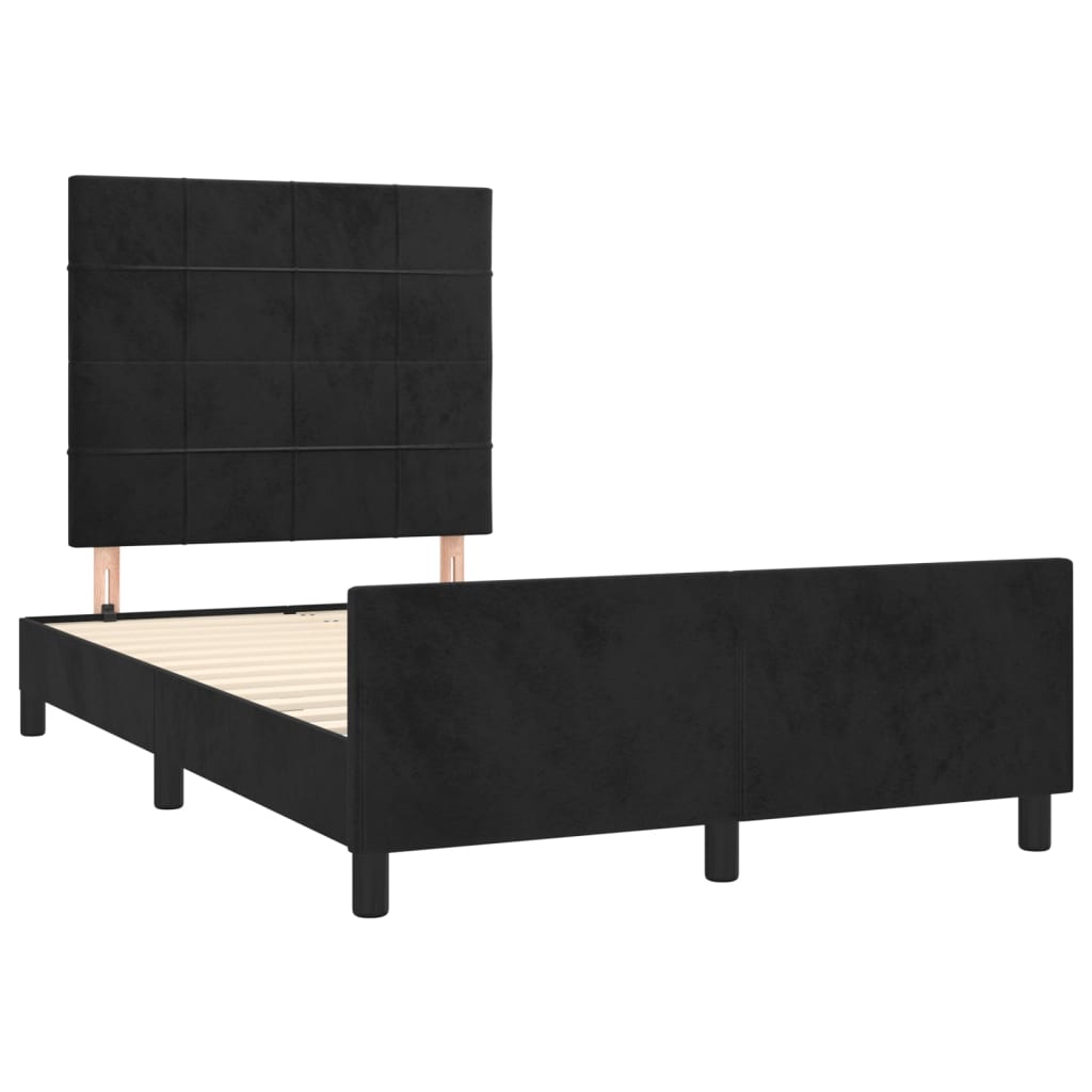Bettgestell mit Kopfteil Schwarz 120x200 cm Samt - Pazzar.ch