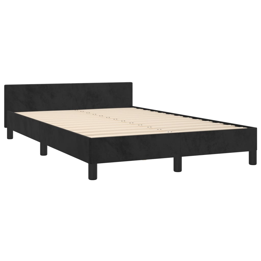 Bettgestell mit Kopfteil Schwarz 120x200 cm Samt - Pazzar.ch