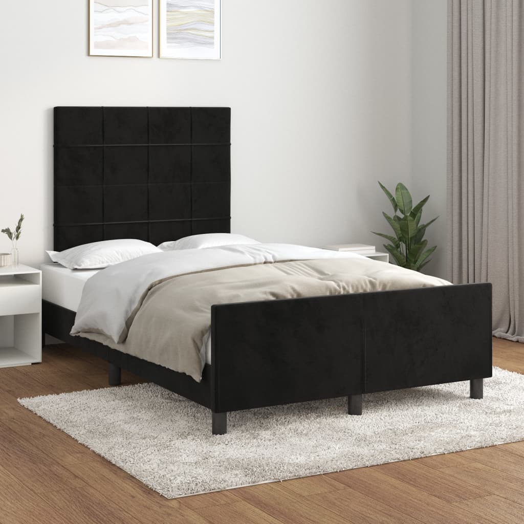 Bettgestell mit Kopfteil Schwarz 120x200 cm Samt - Pazzar.ch