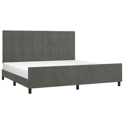 Bettgestell mit Kopfteil Dunkelgrau 200x200 cm Samt - Pazzar.ch
