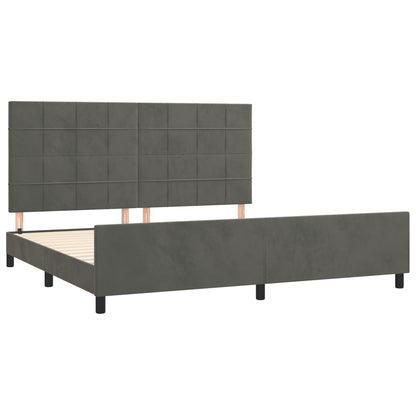 Bettgestell mit Kopfteil Dunkelgrau 200x200 cm Samt - Pazzar.ch