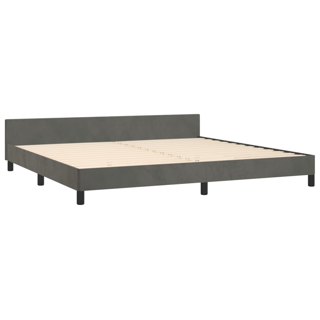 Bettgestell mit Kopfteil Dunkelgrau 200x200 cm Samt - Pazzar.ch