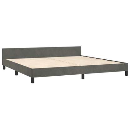 Bettgestell mit Kopfteil Dunkelgrau 200x200 cm Samt - Pazzar.ch