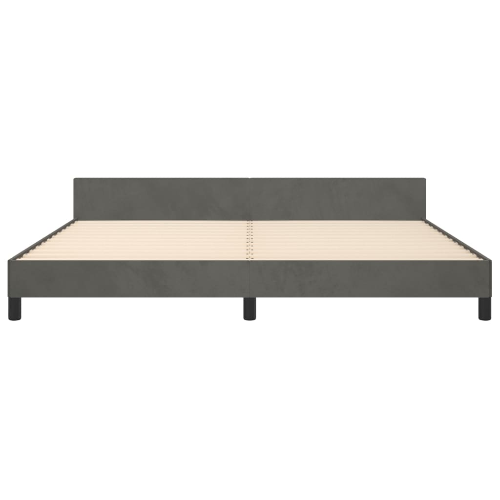Bettgestell mit Kopfteil Dunkelgrau 200x200 cm Samt - Pazzar.ch