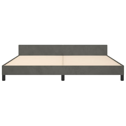Bettgestell mit Kopfteil Dunkelgrau 200x200 cm Samt - Pazzar.ch