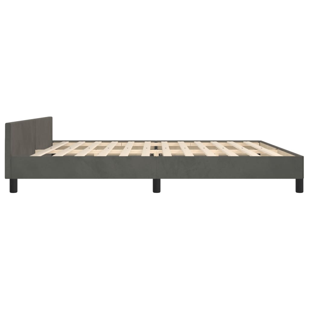 Bettgestell mit Kopfteil Dunkelgrau 200x200 cm Samt - Pazzar.ch