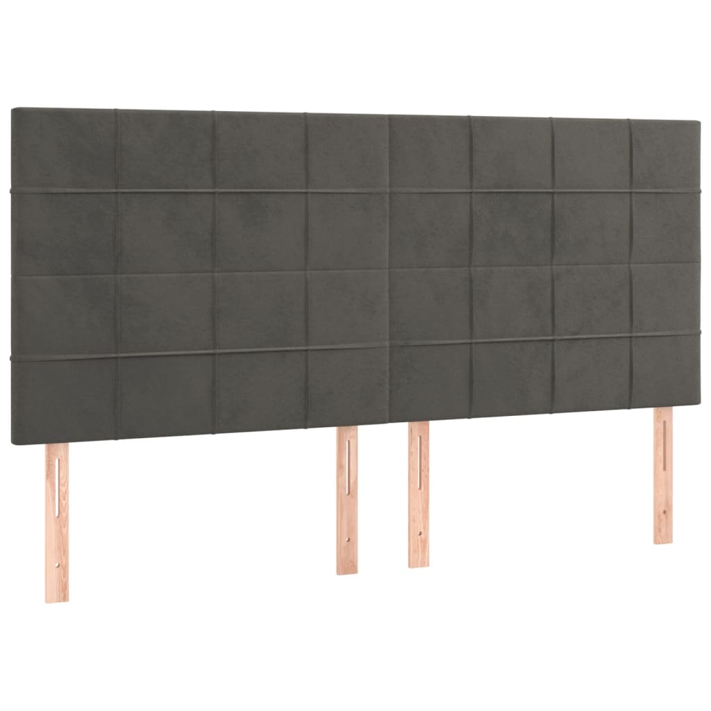 Bettgestell mit Kopfteil Dunkelgrau 200x200 cm Samt - Pazzar.ch