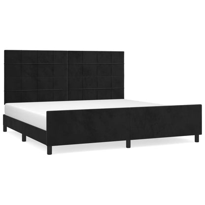 Bettgestell mit Kopfteil Schwarz 200x200 cm Samt - Pazzar.ch