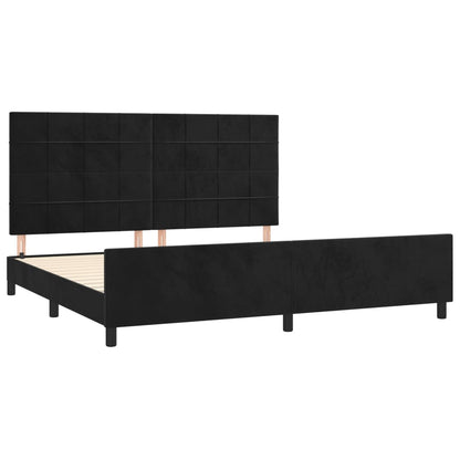 Bettgestell mit Kopfteil Schwarz 200x200 cm Samt - Pazzar.ch