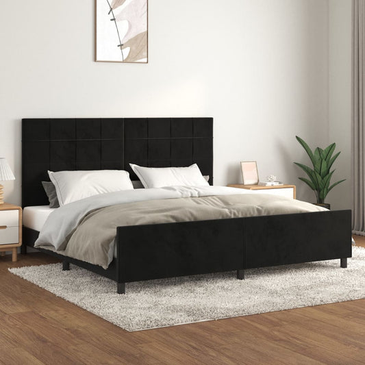 Bettgestell mit Kopfteil Schwarz 200x200 cm Samt - Pazzar.ch