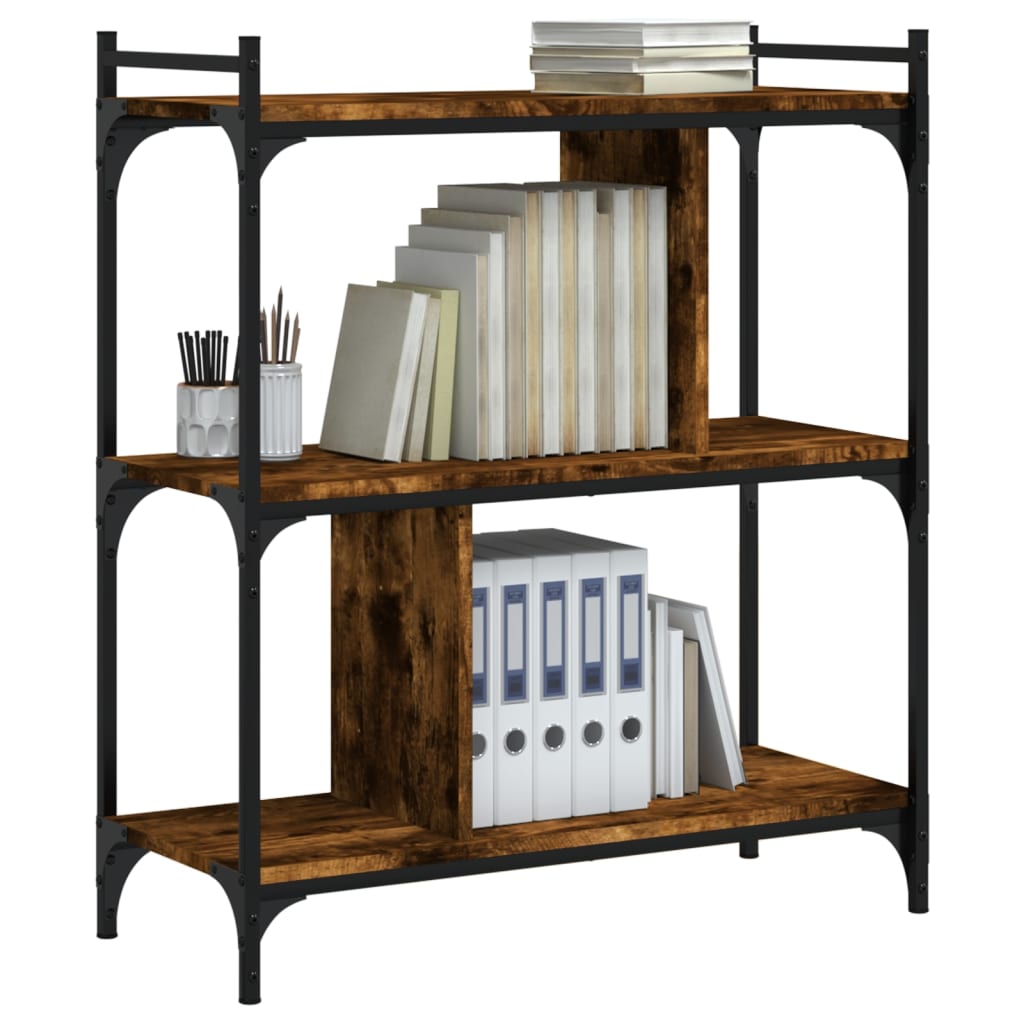 Bücherregal 3 Böden Räuchereiche 76x32x88 cm Holzwerkstoff - Pazzar.ch