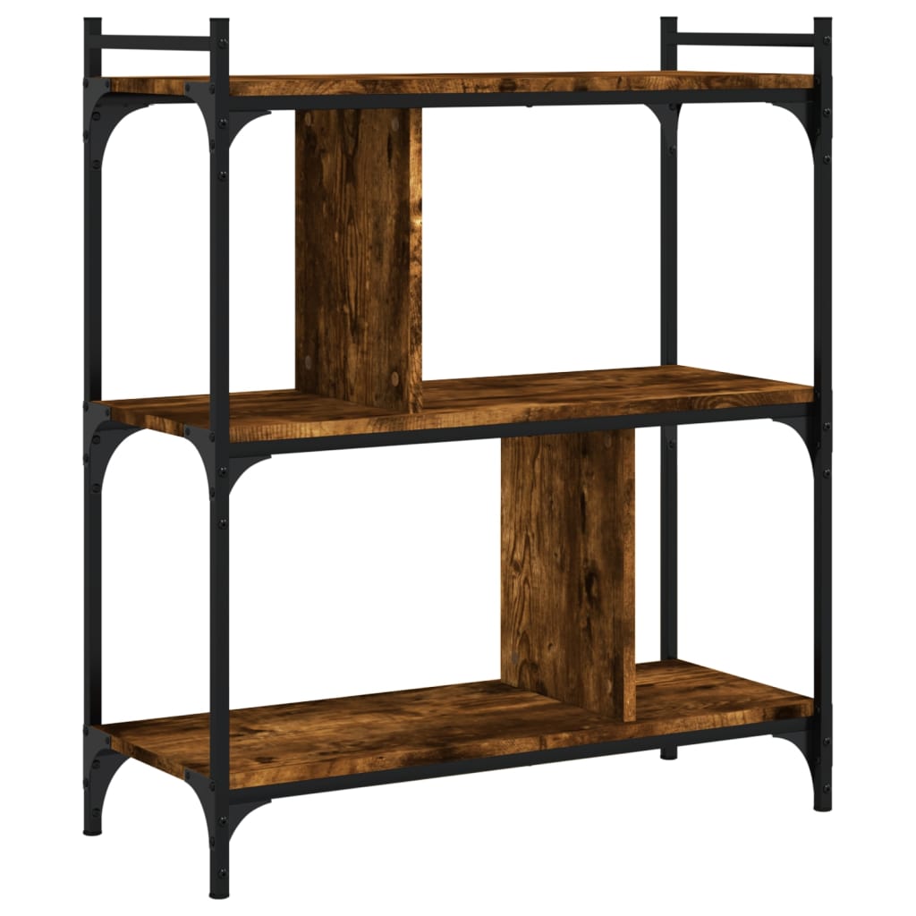Bücherregal 3 Böden Räuchereiche 76x32x88 cm Holzwerkstoff - Pazzar.ch