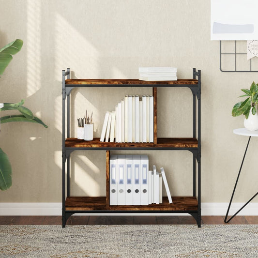 Bücherregal 3 Böden Räuchereiche 76x32x88 cm Holzwerkstoff - Pazzar.ch