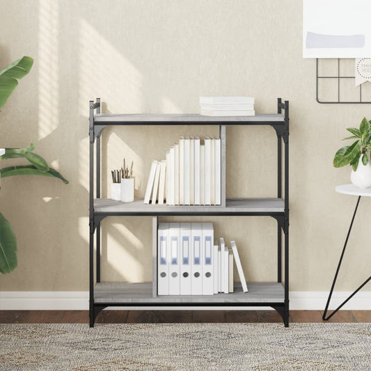 Bücherregal 3 Böden Grau Sonoma 76x32x88 cm Holzwerkstoff - Pazzar.ch