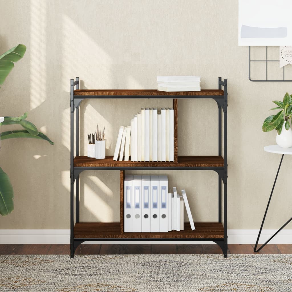 Bücherregal 3 Böden Braun Eichen-Optik 76x32x88cm Holzwerkstoff - Pazzar.ch