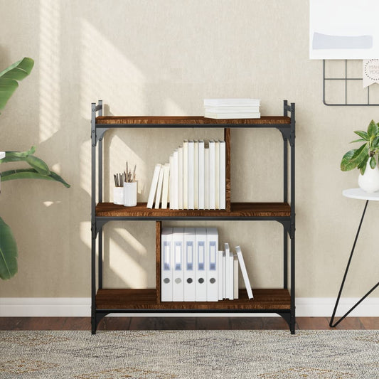 Bücherregal 3 Böden Braun Eichen-Optik 76x32x88cm Holzwerkstoff - Pazzar.ch