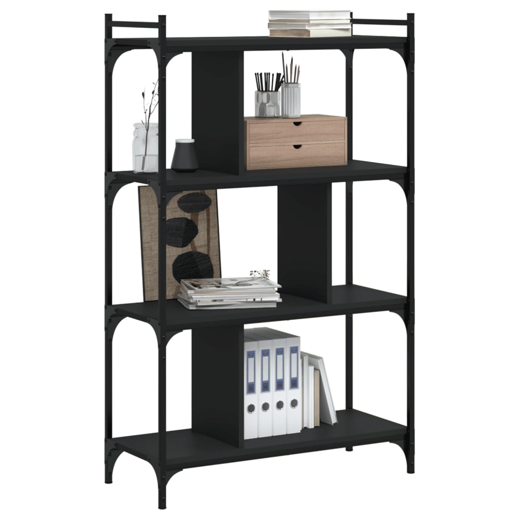 Bücherregal 4 Böden Schwarz 76x32x123 cm Holzwerkstoff - Pazzar.ch