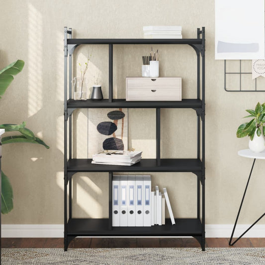 Bücherregal 4 Böden Schwarz 76x32x123 cm Holzwerkstoff - Pazzar.ch