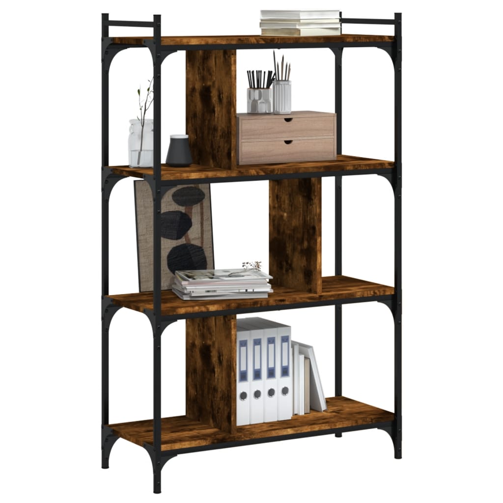 Bücherregal 4 Böden Räuchereiche 76x32x123 cm Holzwerkstoff - Pazzar.ch