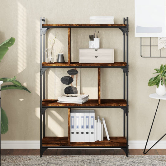 Bücherregal 4 Böden Räuchereiche 76x32x123 cm Holzwerkstoff - Pazzar.ch