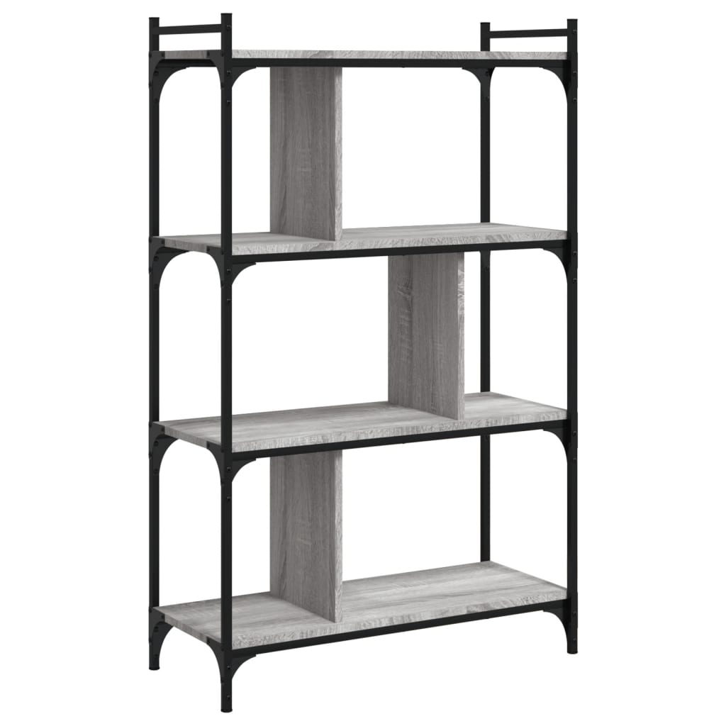 Bücherregal 4 Böden Grau Sonoma 76x32x123 cm Holzwerkstoff - Pazzar.ch