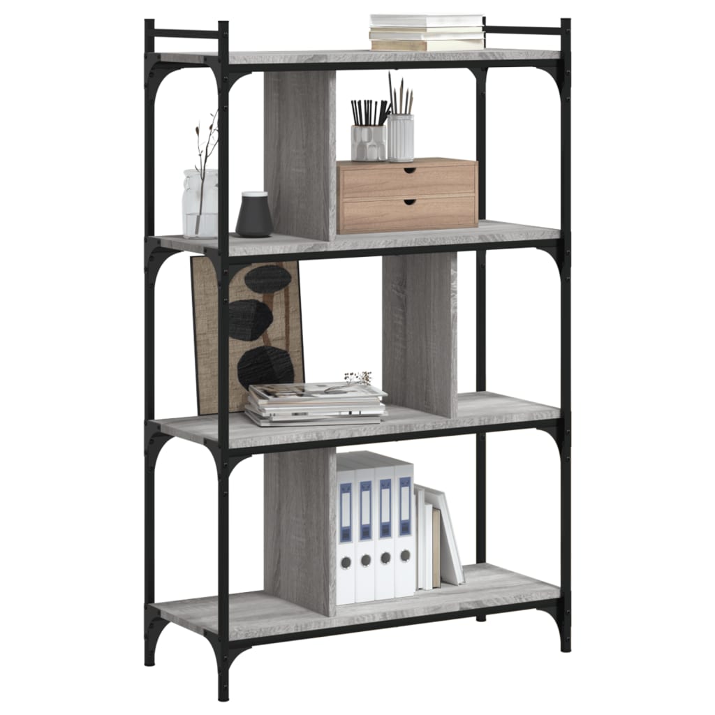 Bücherregal 4 Böden Grau Sonoma 76x32x123 cm Holzwerkstoff - Pazzar.ch