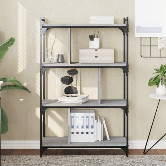 Bücherregal 4 Böden Grau Sonoma 76x32x123 cm Holzwerkstoff - Pazzar.ch