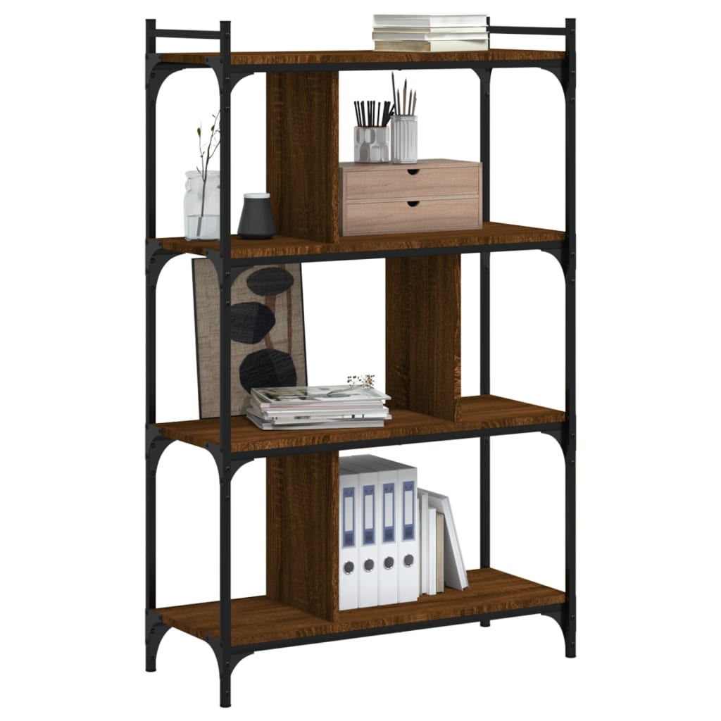 Bücherregal 4 Böden Braun Eiche-Optik 76x32x123cm Holzwerkstoff - Pazzar.ch