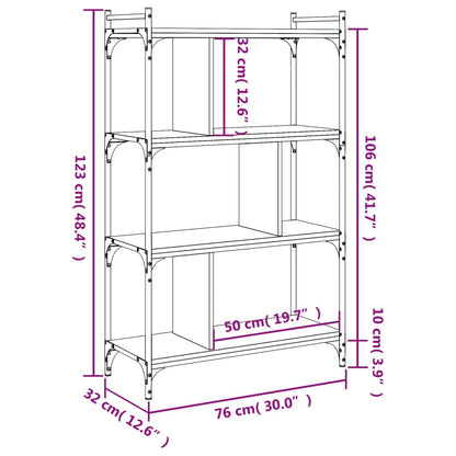 Bücherregal 4 Böden Braun Eiche-Optik 76x32x123cm Holzwerkstoff - Pazzar.ch