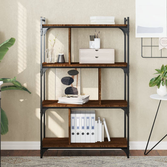 Bücherregal 4 Böden Braun Eiche-Optik 76x32x123cm Holzwerkstoff - Pazzar.ch