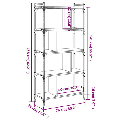 Bücherregal 5 Böden Sonoma-Eiche 76x32x158 cm Holzwerkstoff - Pazzar.ch