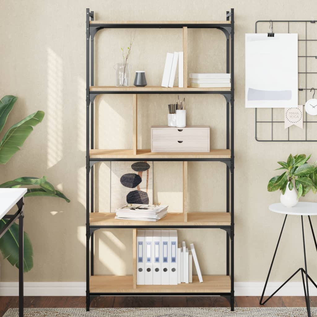 Bücherregal 5 Böden Sonoma-Eiche 76x32x158 cm Holzwerkstoff - Pazzar.ch