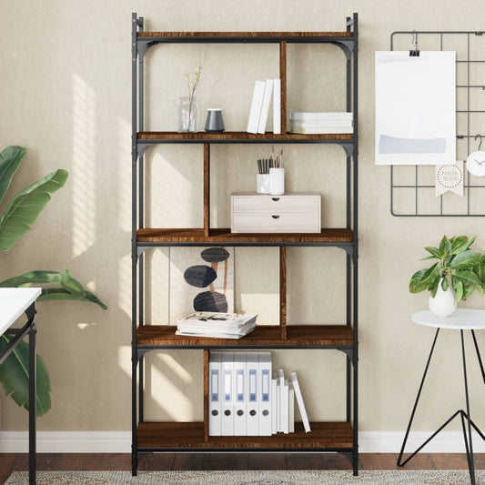 Bücherregal 5 Böden Braun Eiche-Optik 76x32x158cm Holzwerkstoff - Pazzar.ch