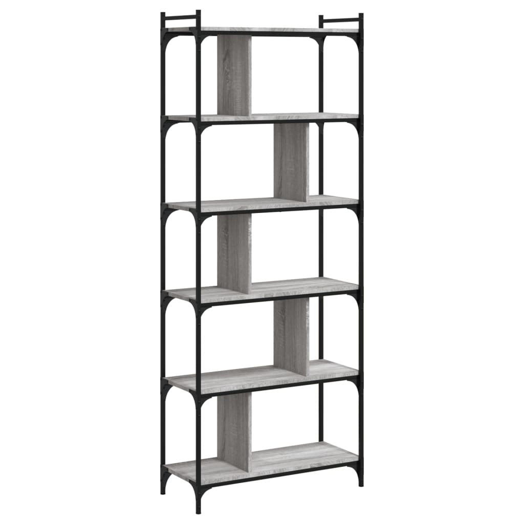 Bücherregal 6 Böden Grau Sonoma 76x32x192 cm Holzwerkstoff - Pazzar.ch