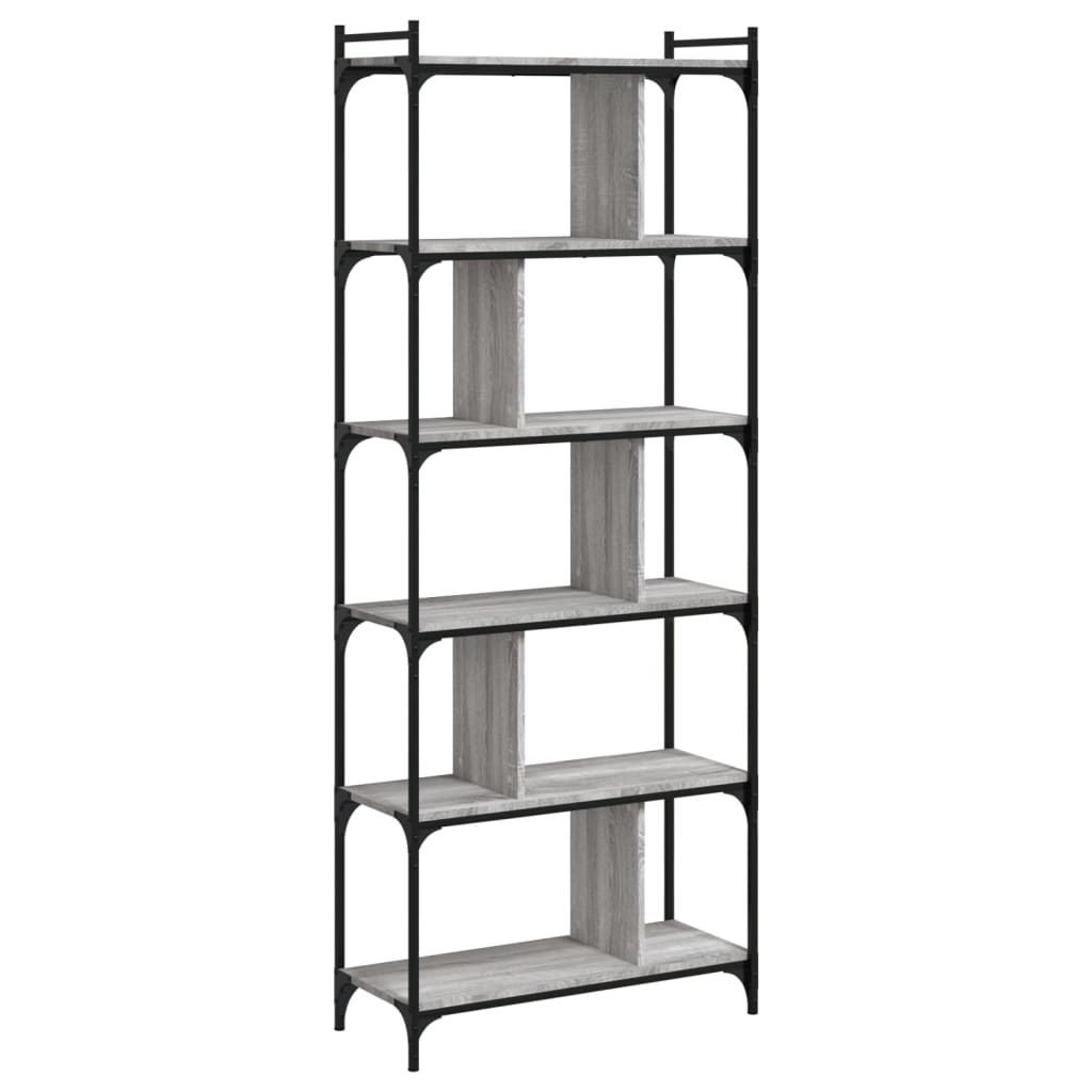 Bücherregal 6 Böden Grau Sonoma 76x32x192 cm Holzwerkstoff - Pazzar.ch