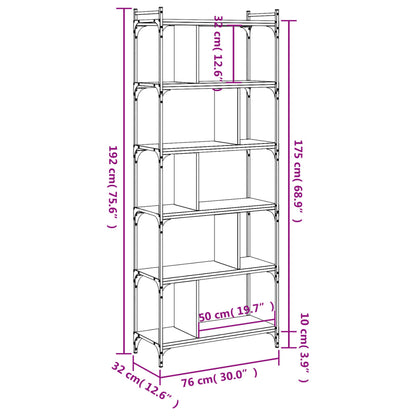 Bücherregal 6 Böden Grau Sonoma 76x32x192 cm Holzwerkstoff - Pazzar.ch