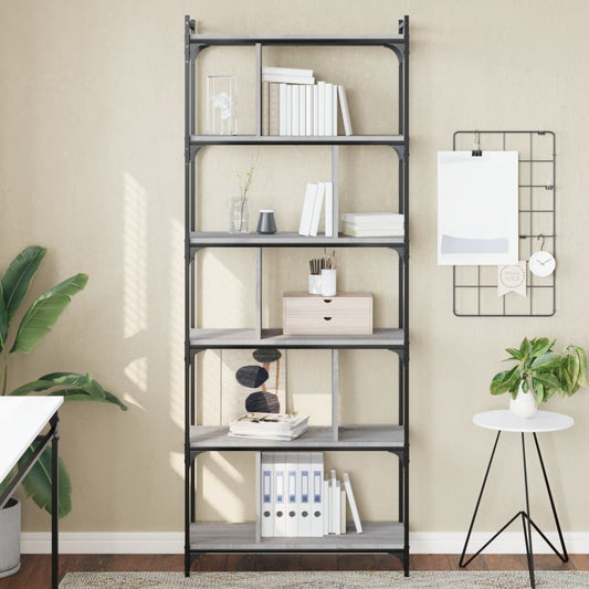 Bücherregal 6 Böden Grau Sonoma 76x32x192 cm Holzwerkstoff - Pazzar.ch