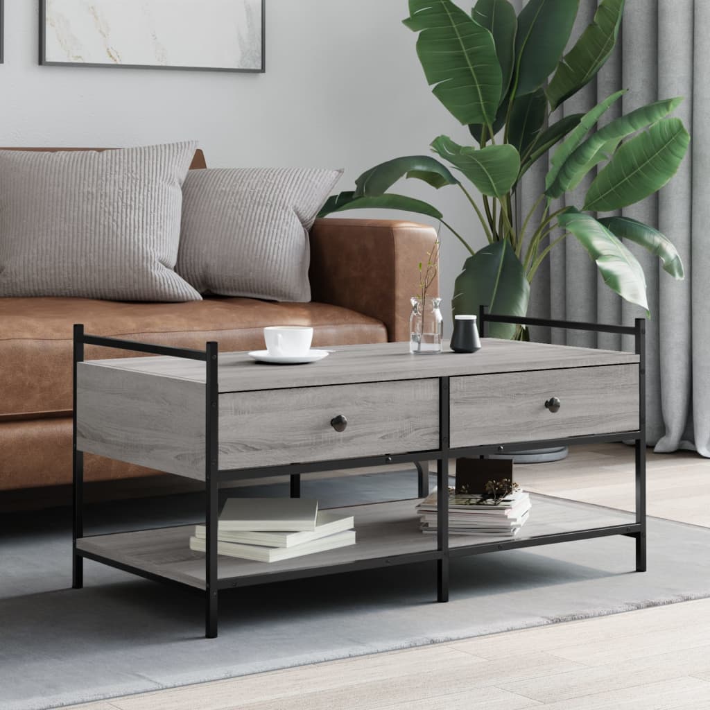 Couchtisch Grau Sonoma 99x50x50 cm Holzwerkstoff - Pazzar.ch