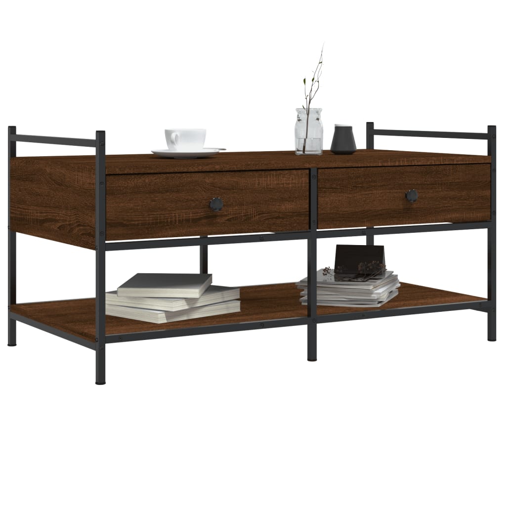 Couchtisch Braun Eichen-Optik 99x50x50 cm Holzwerkstoff - Pazzar.ch