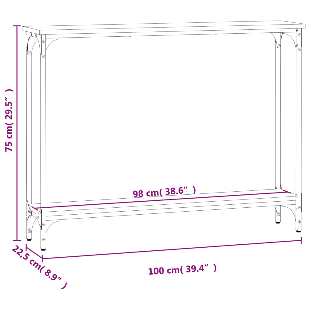 Konsolentisch Grau Sonoma 100x22,5x75 cm Holzwerkstoff - Pazzar.ch