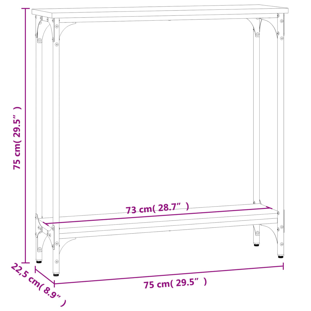 Konsolentisch Grau Sonoma 75x22,5x75 cm Holzwerkstoff - Pazzar.ch