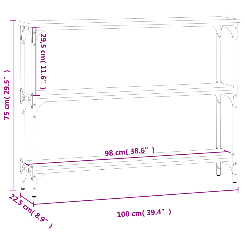 Konsolentisch Grau Sonoma 100x22,5x75 cm Holzwerkstoff - Pazzar.ch