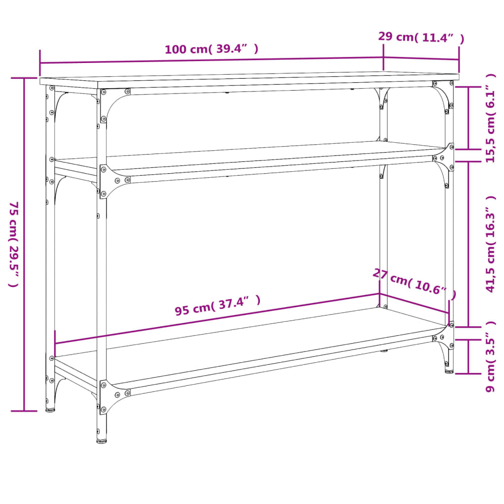 Konsolentisch Schwarz 100x29x75 cm Holzwerkstoff - Pazzar.ch