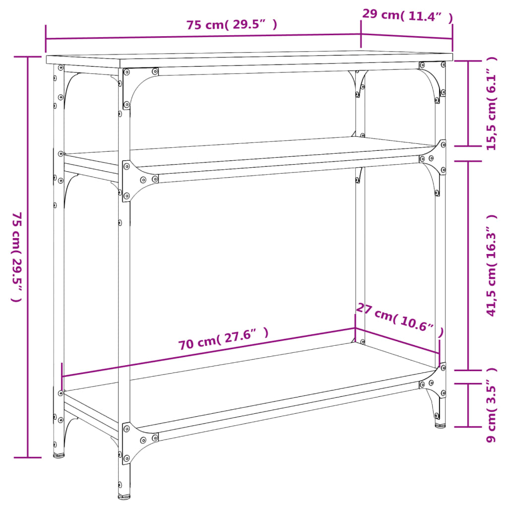 Konsolentisch Räuchereiche 75x29x75 cm Holzwerkstoff - Pazzar.ch