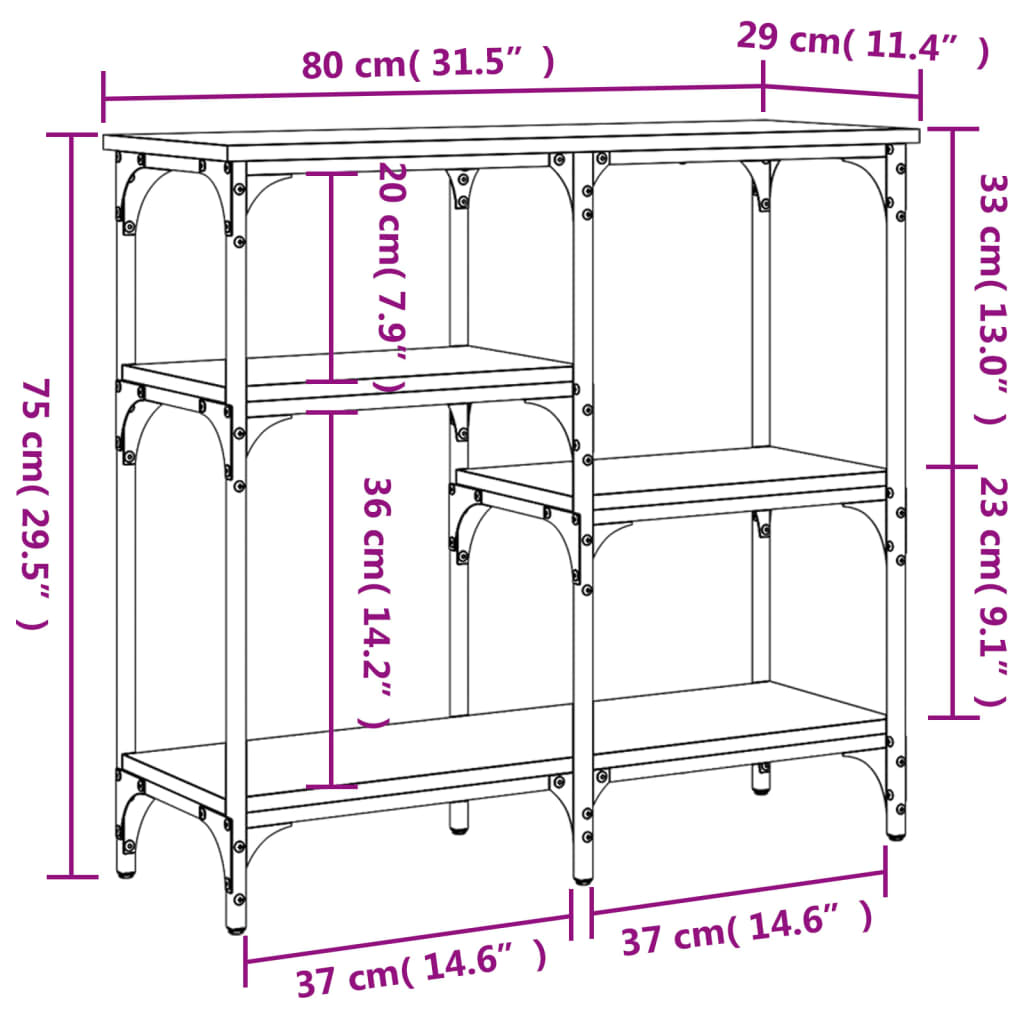 Konsolentisch Braun Eichen-Optik 80x29x75 cm Holzwerkstoff - Pazzar.ch