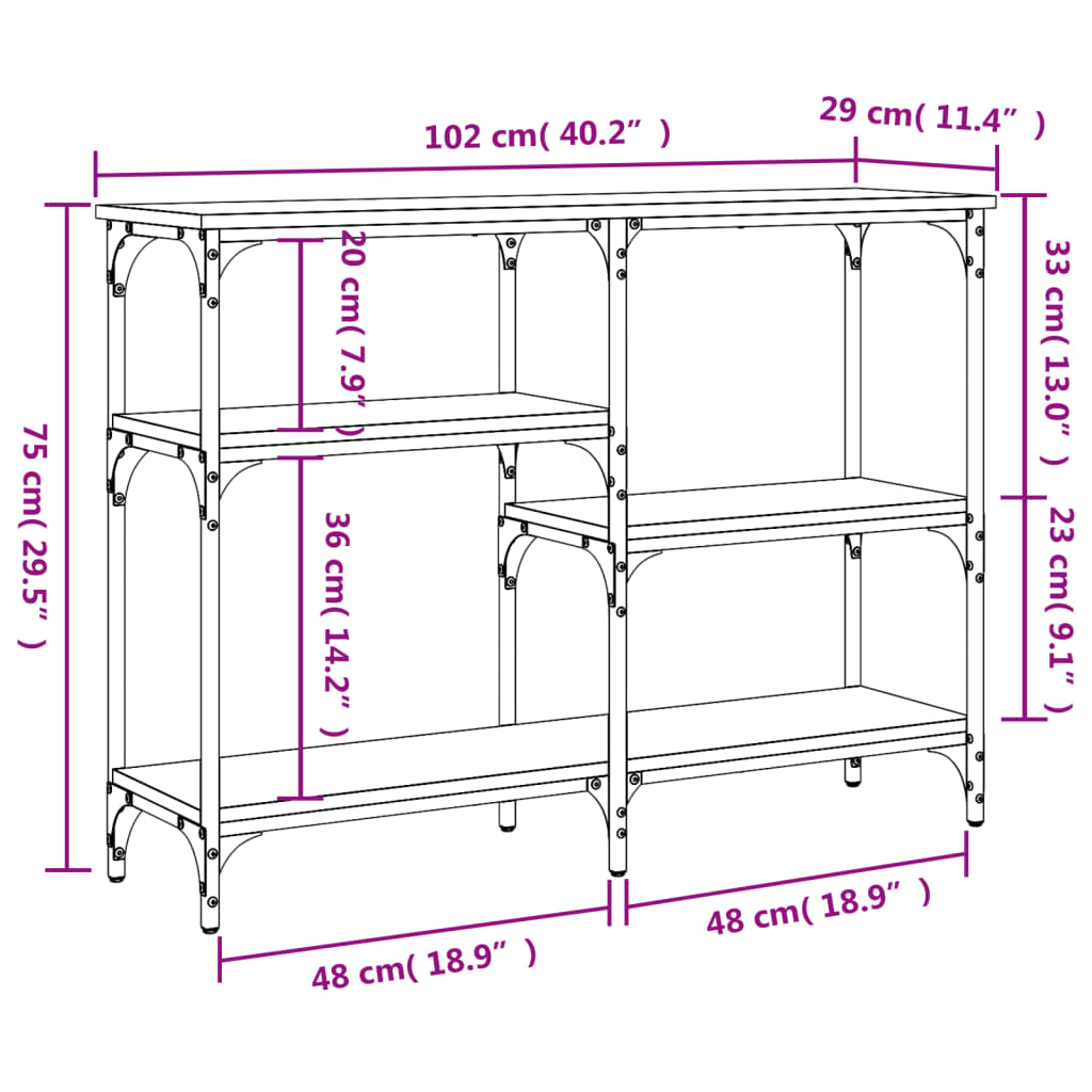 Konsolentisch Schwarz 102x29x75 cm Holzwerkstoff - Pazzar.ch