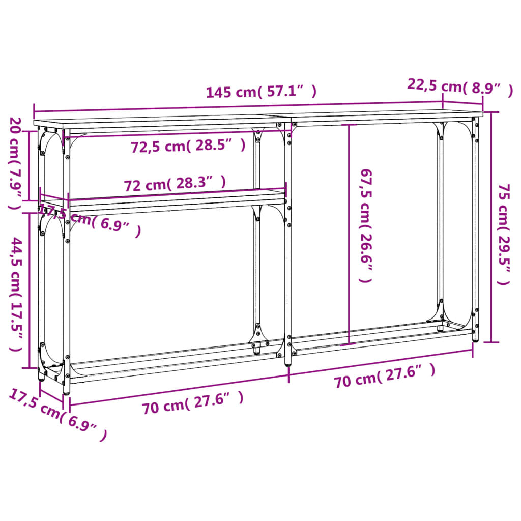 Konsolentisch Braun Eichen-Optik 145x22,5x75 cm Holzwerkstoff - Pazzar.ch
