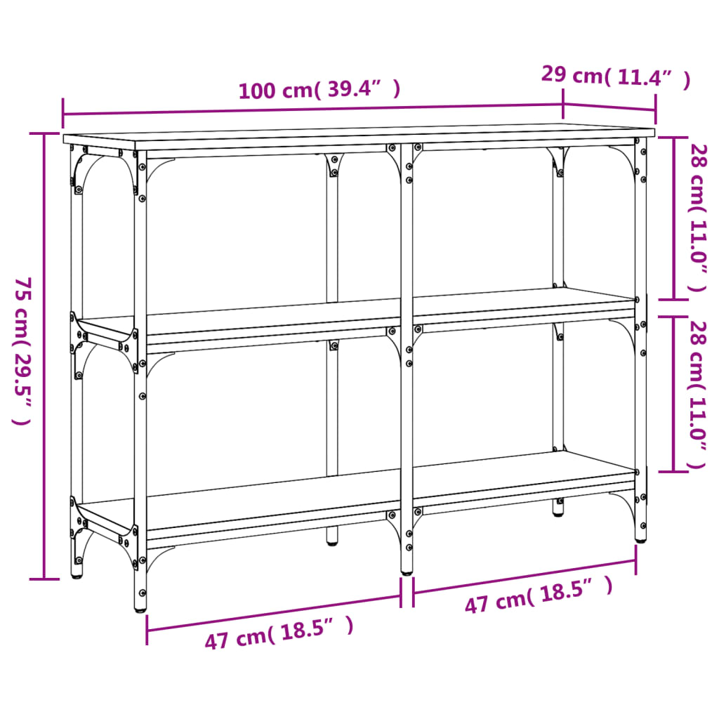 Konsolentisch Räuchereiche 100x29x75 cm Holzwerkstoff - Pazzar.ch